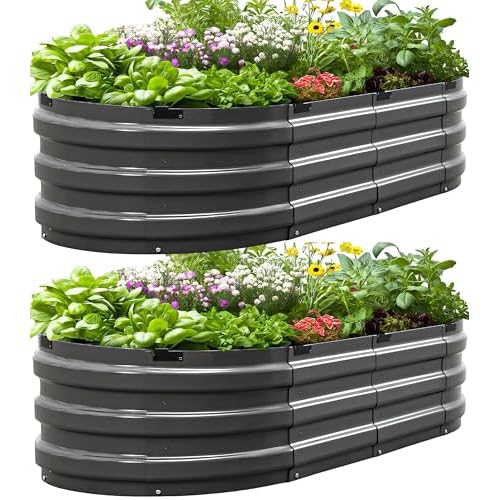KING BIRD Raised Garden Bed Kit 2025 Upgraded 10-Minute Assembly Galvanized Planter Garden Box Outdoor for Gardening, Vegetables, Flowers, 47x24x12 in, Dark Grey 2PCS Dark Grey 2X 47X24X12 i