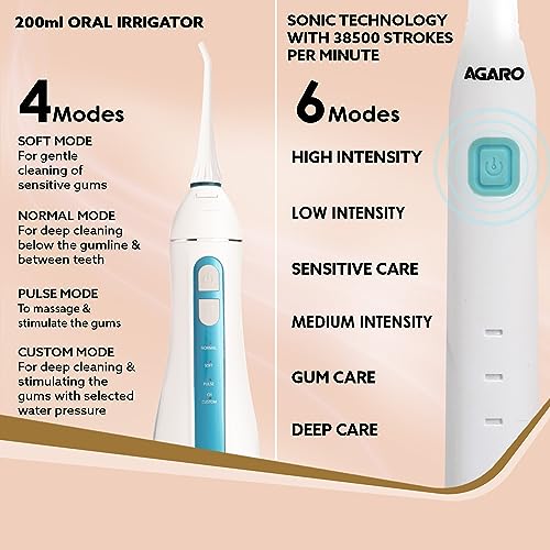 AGARO COSMIC Lite Sonic Electric Toothbrush for Adults with 3Brush Heads, 1Interdental Head, White & AGARO COSMIC PLUS Sonic Electric Tooth Brush... - Image 5