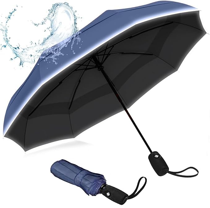 CREXOSTravel Umbrella for women Windproof Travel Umbrella for men and Compact Mini - Perfect for Car, Golf, and On-the-Go. One-Click Automatic Open and Close Strong