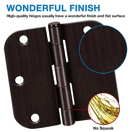 Image of 3 Pack 3 1 /2 Inch Door Hinges Oil Rubbed Bronze 3.5 Inch Black Interior Hinge for Doors 5 /8 Radius Corners 3 inchHardware Controls Heavy Duty Iron Flat Home House Decor Accessories Essentials