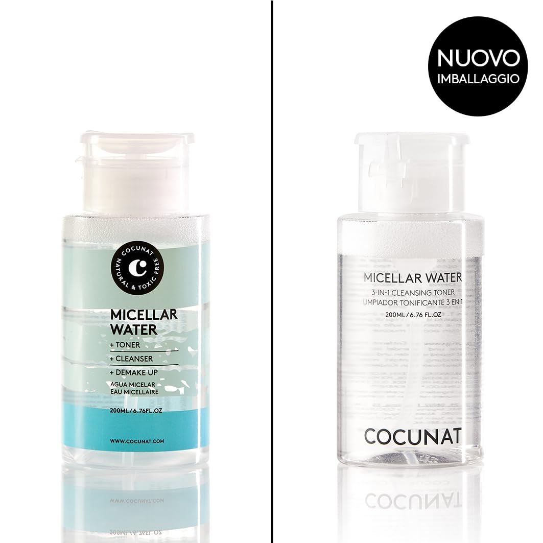 COCUNAT - Acqua Micellare 3 in 1 - Deterge, Tonifica e Rimuove il Trucco - Aloe Vera - Lavanda - Adatta Alle Pelli Sensibili - Senza Silicone e Parabeni - 200 ml
