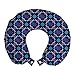 ABAKUHAUS Pavo Real Cojín de Viaje para Soporte de Cuello, Las Plumas de los Animales orientales, de Espuma con Memoria Respirable y Cómoda, 30x30 cm, Mar Azul añil