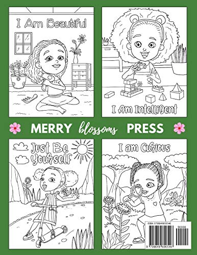 An African American Coloring Book For Girls: With Positive Affirmations: For Little Black & Brown Boss Babes With Natural Hair: With Motivational ... Included! (Black Girls Coloring Books) - Image 2