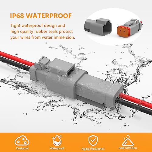 Newdeli Deutsch 2 Pin Connector Kit Waterproof Electrical Connector 16 AWG Male and Female Automotive Wire Connectors for Car Truck Boat, Dt Connector 6 Sets by Newdeli - Image 3
