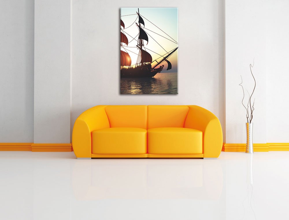 Vecchia nave a vela, formato: 120 x 80 cm su tela, XXL immagini giganti già incorniciate con cornice, stampa artistica da parete con cornice, più conveniente di dipinti o pittura a olio, nessun poster