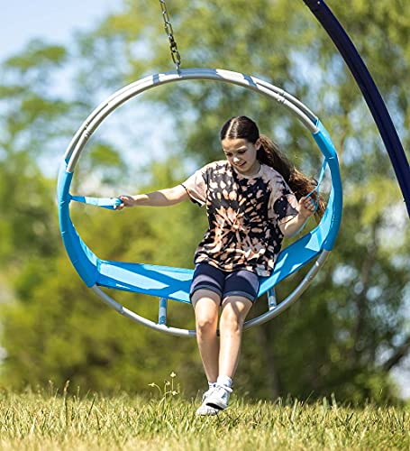 Hearthsong 40-Inch Steel-Frame Aerial Hoop Spinning Round Tree Swing With Suspended Tesline Fabric Seat, Holds 300 Lbs. #TOP1