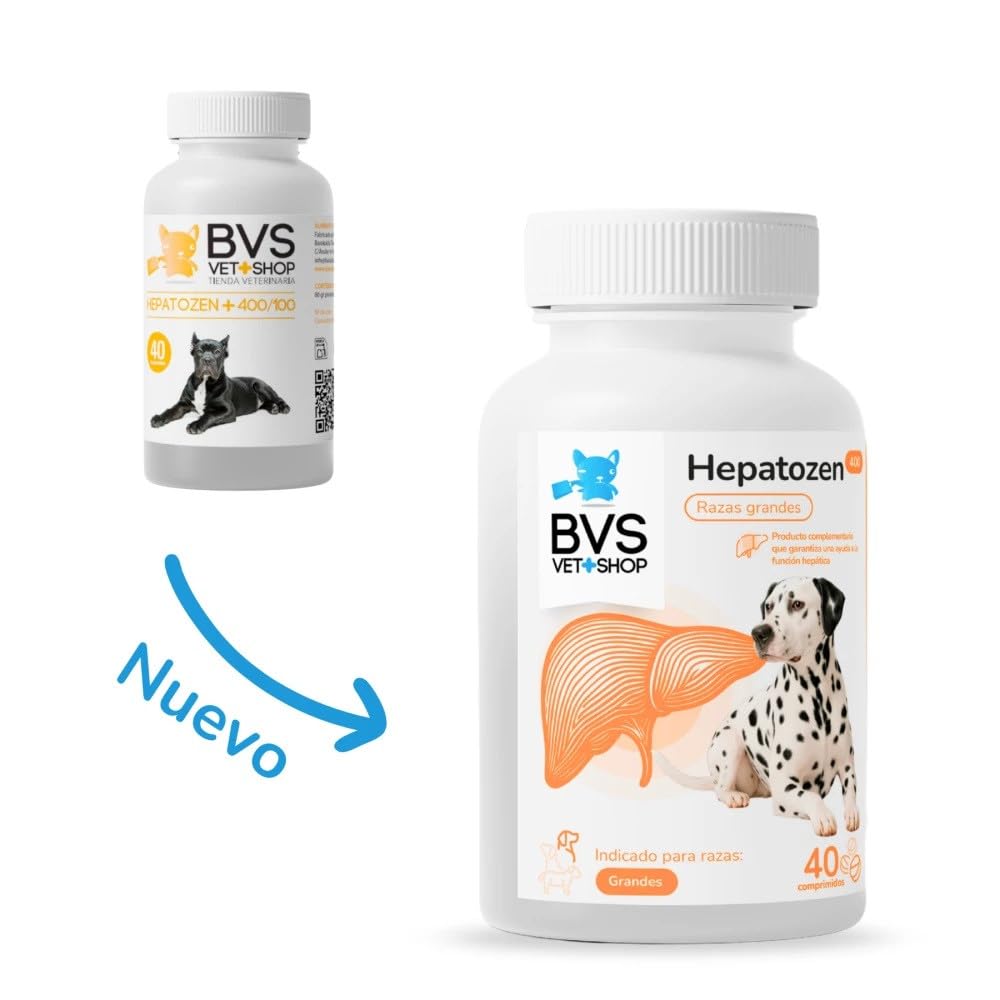 BVS Vet Shop | Hepatozen Plus 40 Comprimidos para Perros y Gatos | Promueve la Salud hepática y la regeneración del hígado de tu Mascota | 400/100 - Razas Grandes