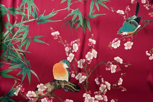 Image of Women's Silk Kimono Robe Short Bathrobe Nightgown 100% Mulberry Silk for Women - Classic Floral Pattern