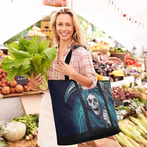 Large Insulated Reusable Tote Bag Skeleton Big Sword for Grocery Shopping for Women Men, Cooler Bag with Zippered Top & Handles for Travel Beach Picnic2