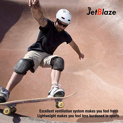 JetBlaze Skate Helmet, Climbing Helmet, Bicycle Helmet, Rollerblading Helmet, Longboard Helmet for Kids, Youth, Women, Men (White, M)