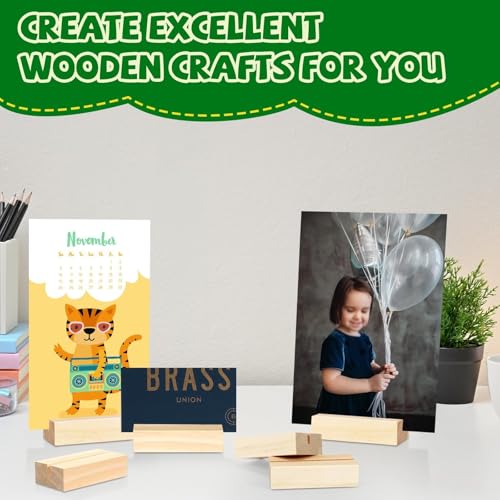 Image of 15Pcs 2.75x1.38 Inches Wood Table Number Stands, Wooden Place Card Holders, Acrylic Sign Holders for Wedding, Ceremony, Birthday, Party, Home Decoration, Events (3mm Slots)