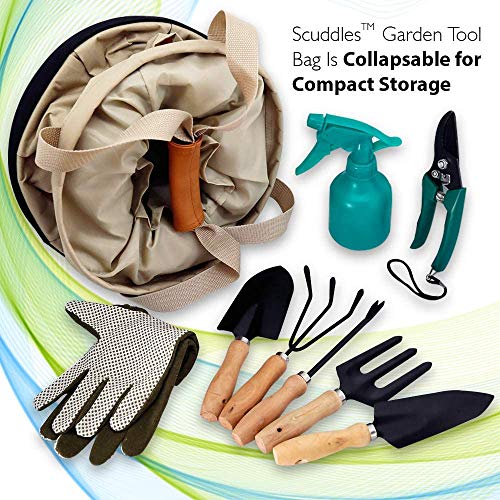 Scuddles Garden Tools Set - 9 Piece Heavy Duty Gardening Tools wIith, Ergonomic Hand Digging Weeder, Rake, Shovel, Trowel, Sprayer, Gloves Gift for Men & Women Upgraded 2020 Version - Thumbnail 2