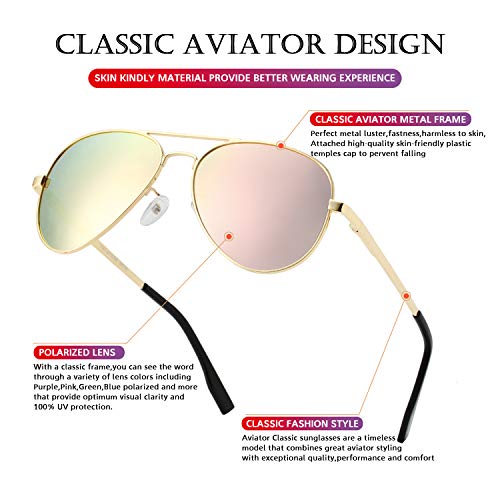 PORADAY Small Polarized Aviator Sunglasses for Small Face Women Men and Juniors4