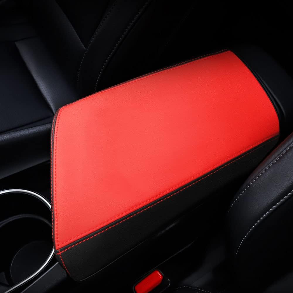 BOYOUS Car Armrest Cover Waterproof Center Console Pad Covers Scratch Resistance Full Protection Console Leather Arm Rest Protector fit for Hyundai Elantra 2021 2022 2023（Red+Black）