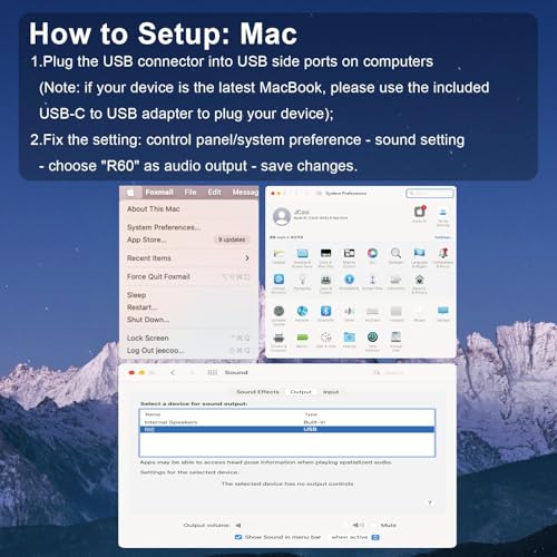 SOULION R60 PC Speakers Bluetooth 5.3 Soundbar for Desktop Computer, Laptop, Gaming, Monitor, with 5 LED Lighting Effects, USB Powered with USB-A to C Adapter, with 3.5mm Aux Jack - Image 10