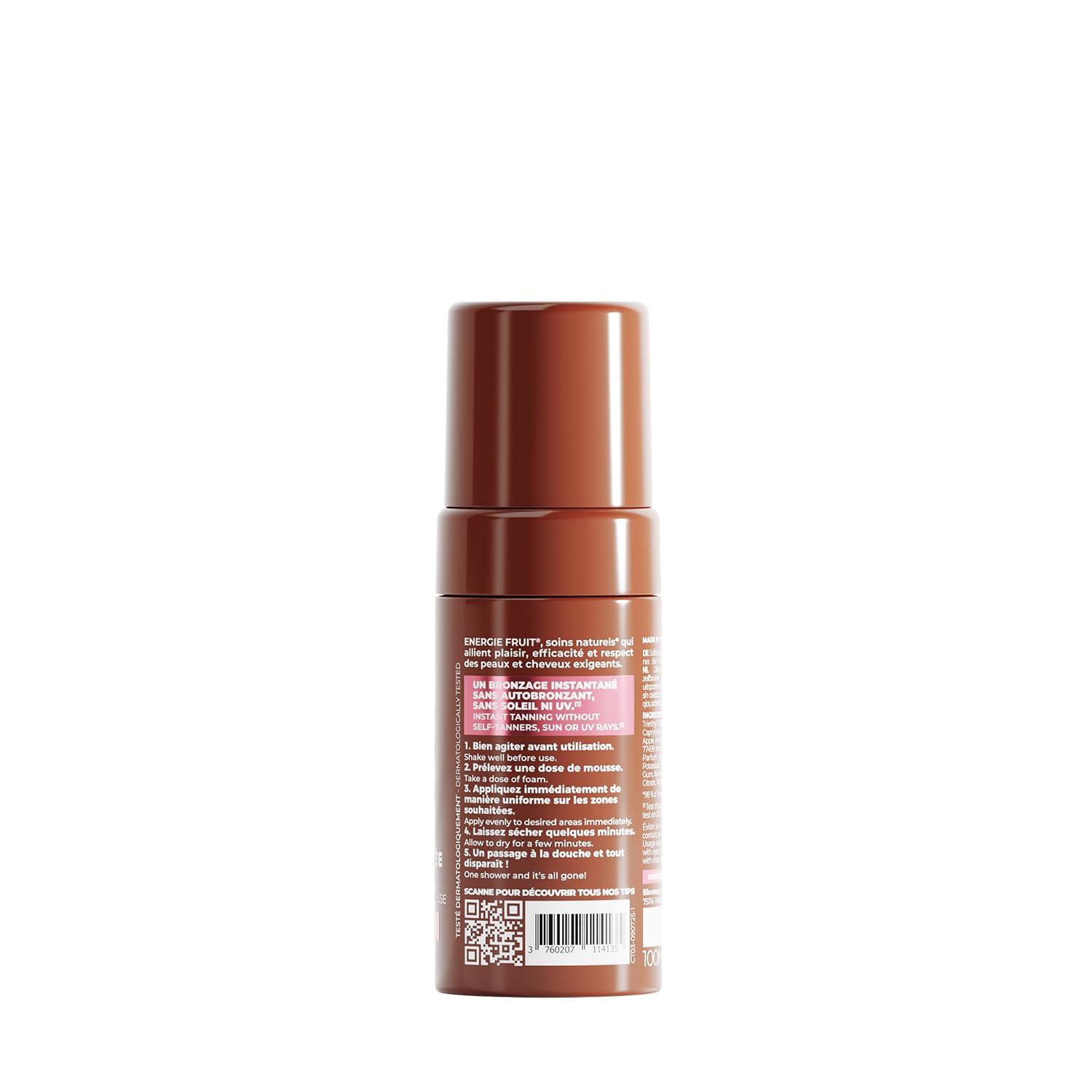 ENERGIE FRUIT Mousse Teintée Bronzante Corps 98% Naturel Sans Autobronzant DHA 100ml