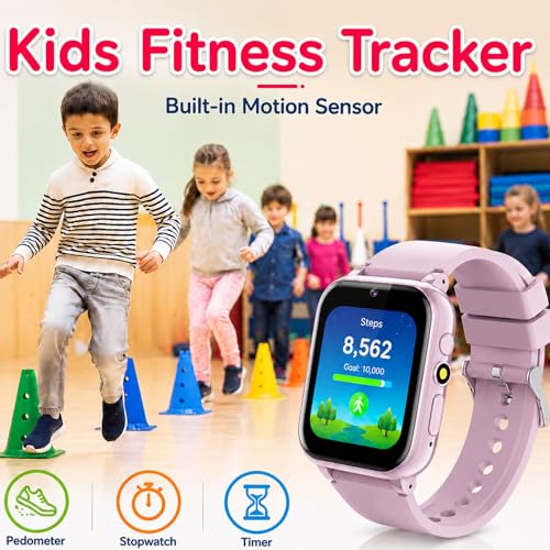 Image of Smart Watch for Kids, Girls Boys Smartwatch with 26 Games Camera Video Recorder and Player, Pedometer Calendar Flashlight, Audio Book etc., Gifts for 4-12 Years Children (Pink) | 26 Games, Camera, Music Player, Alarm Clock & Calculator & Pedometer