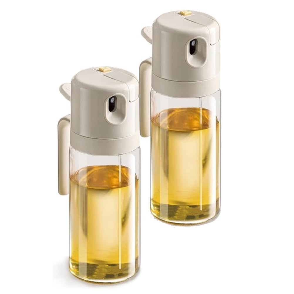 Osmond 2PCS Glass Oil Sprayer and Dispenser Oil Bottle with Pourer for Kitchen Clear Food-Grade Oil Mister Oil Bottle