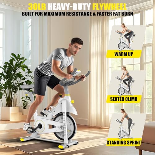 Indoor Exercise Bike, 30 lbs Flywheel, LCD Monitor, 330 lbs Weight Capacity, Tablet Mount, Comfortable Seat - Image 4