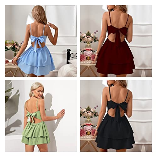QNNGXX Women's Backless Bow Tie Short Dress 2023 Summer Models Sexy Halter Dresses2