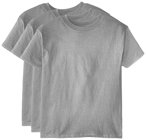 Hanes Big Boys' Short Sleeve Beefy Tee Pack of 3, Light Steel, X-Large