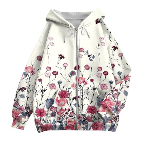 Zip Up Hoodie Women Casual Oversized Sweatshirts - Fall Fashion Fleece Lined Jacket - Thick Warm Coat Winter Clothing