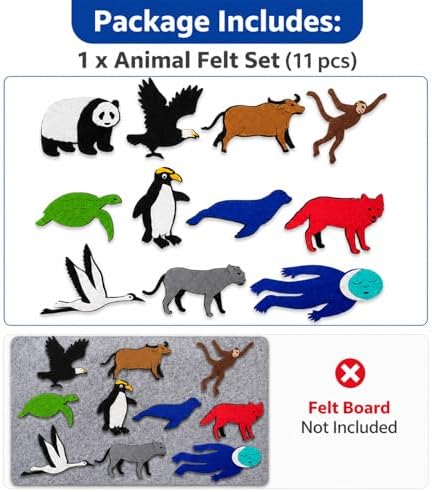 Panda Bear Felt Story Pieces Set 11 Flat Printed Animal Felt Pieces with Hook and Loop for Flannel Board Displays — 사진 7