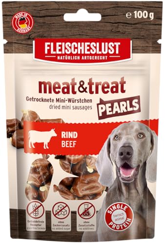 Meat&Treat Pearls Rind (10x100g), Hundeleckerli getreidefrei, Hunde-Snack fürs Hundetraining, Ergänzungsfutter, Trockensnack von Fleischeslust