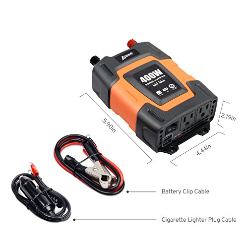 Ampeak 400W Power Inverter DC 12V to 110V AC Car Inverter with 3.1A Dual USB Converter