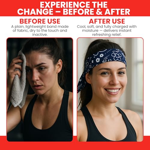 Image of Iconikal 4-Pack Cooling Gel Bandana Head Band 38 inch Red Blue Paisley Cotton