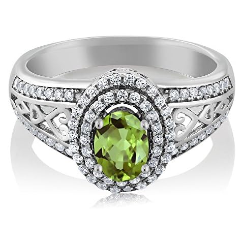 Gem Stone King Green Peridot Engagement Ring Cover
