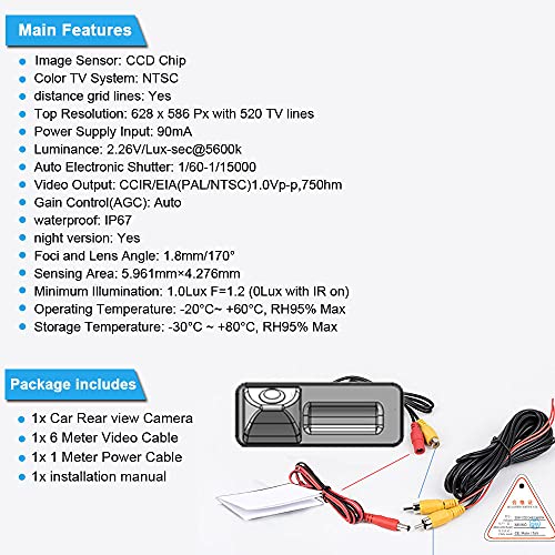 Image of Car Rear View Back up Vehicle Camera Parking Reverse Camera Replacement for Ford Edge Escape 2008-2012 Mercury Mariner 2008-2012