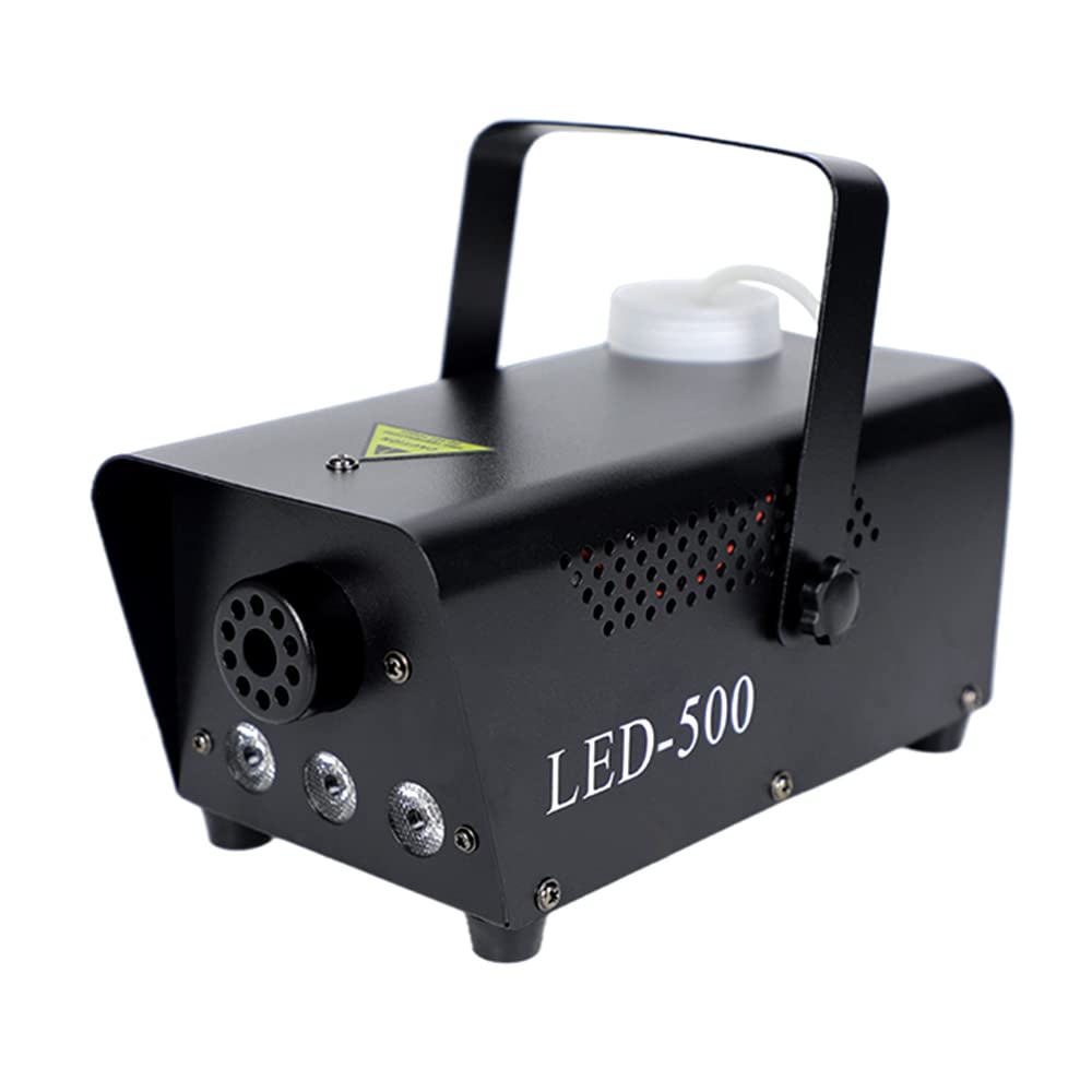 Mini máquina de humo de 500 W, con mando a distancia y efecto de luz RGB, portátil, para Halloween, Navidad, boda, DJ, discoteca, fiesta (color negro)