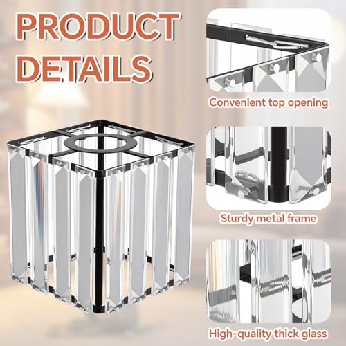 Image of Teenyyou 3 Pcs Crystal Bathroom Vanity Light 3 Lights E26 /E27 Base Modern Short Wall Light Cover over Mirror 1.65 inch Top x 4.7 inch Dia. x 4.7 inch H Lampshade Replacement for Bedroom Bathroom Vanity