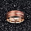 NUNCAD Men's Rings 8mm Rose Gold Tungsten Carbide Wedding Band Brown Ring with Groove and Beveled Edges S #3