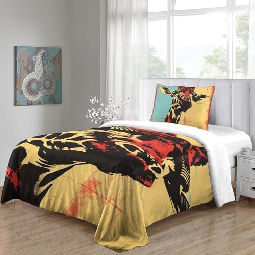 Housse de couette girafe colorée 3d parure de lit microfine super douce single - 5