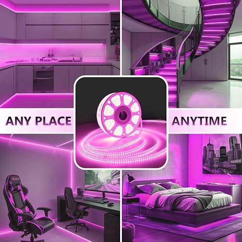 Image of Forus 40 Meter LED Rope Strip Light | Waterproof Outdoor Flexible Decorative Lighting | LED Neon Rope Light for Diwali, Christmas, Balcony, Ceiling & Home Decor, Pink 1Pc with 4 Connectors