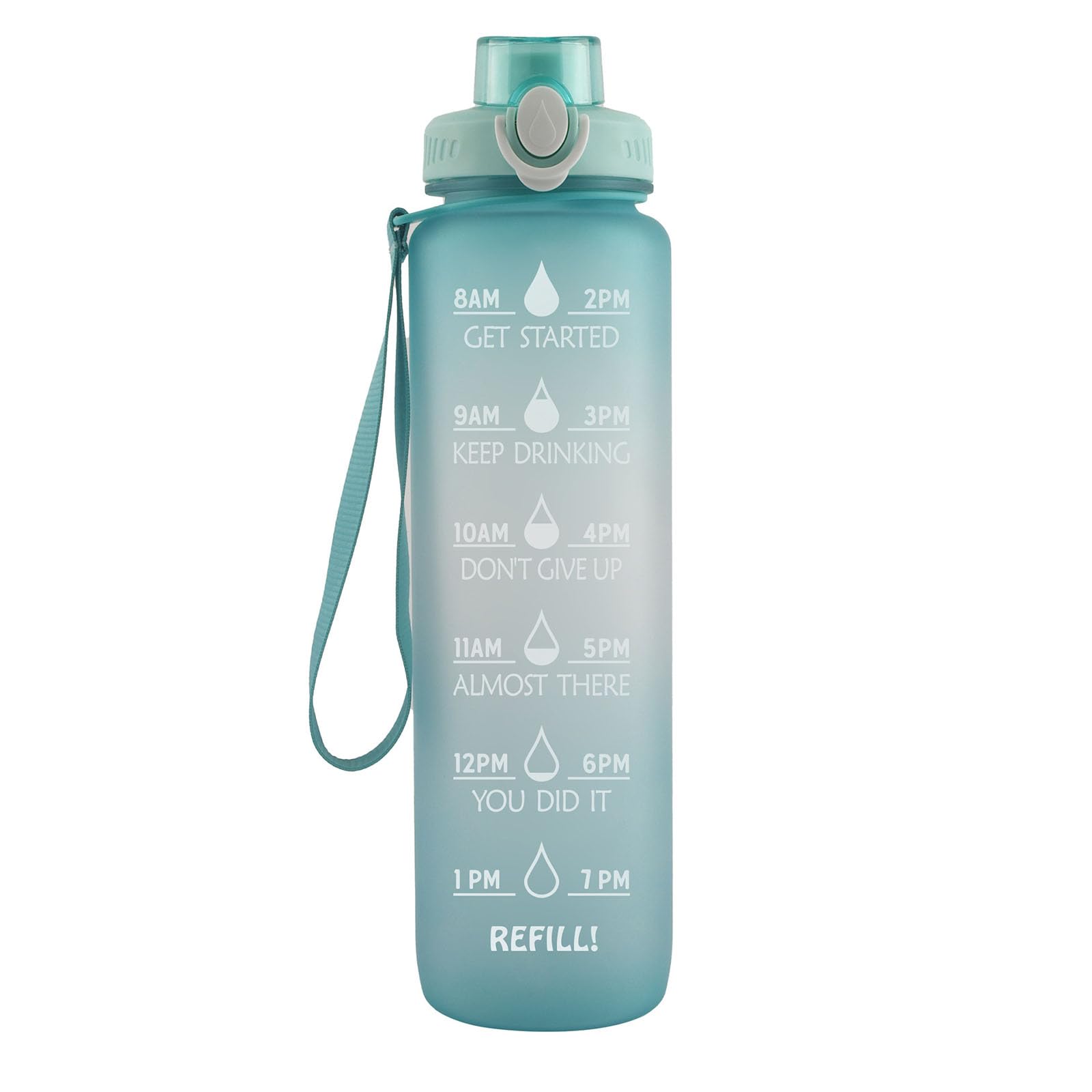 YTIAMO 32oz Motivational Water Bottle With Time Marker Straw BPA Free Tritan Leakproof Sports Bottle For Gym Outdoor Office(Color:Small Cap Green)