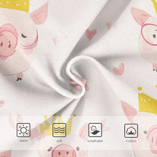 Wusikd Cute Cartoon Pigs Girls' Underwear Cotton Yellow Crown Girls Briefs Soft Toddler Underwear 2T3