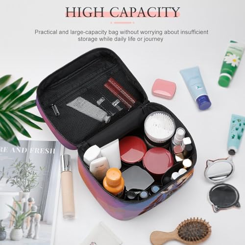 Bolsa de maquillaje impermeable y portátil con compartimentos organizadores 4