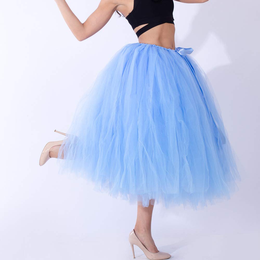 Midirock da donna in rete, sottogonna da damigella d'onore, in tulle, irregolare, a strati, tutù, sexy, da ballo, da principessa, ballo, festa, a vita alta
