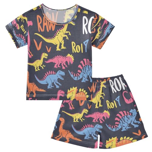 senya Short Sleeve Pajamas Sets Summer Cotton Sleepwear Pink Blue Dinosaur