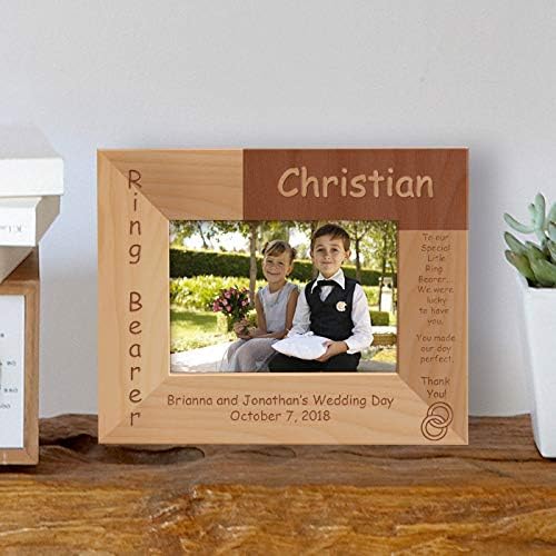 Ring Bearer Personalized Wooden Picture Frame-5" x 3 1/2" Brown Horizontal