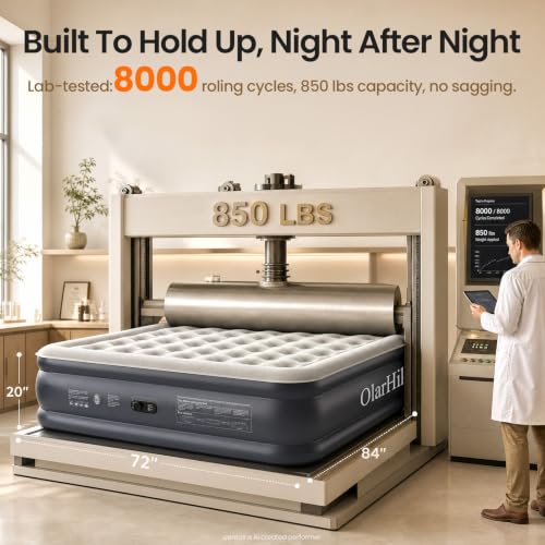 Image of OlarHike 20 inch H Cal King Air Mattress with Built in Pump,Family Size, 850lb