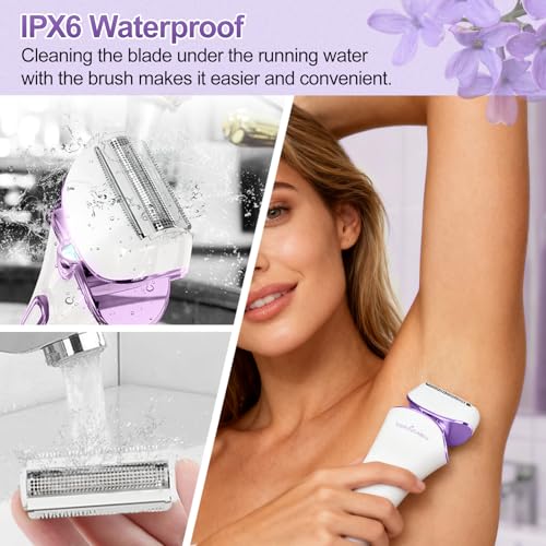 Image of Electric Body Shaver Trimmer for Women - BEAUTYCARE Cordless Razor for Women Portable Lady Shaver for Legs, Arm, Underarms, Bikini, USB Rechargeable, Wet & Dry Waterproof Bikini Trimmer for Woman, Purple