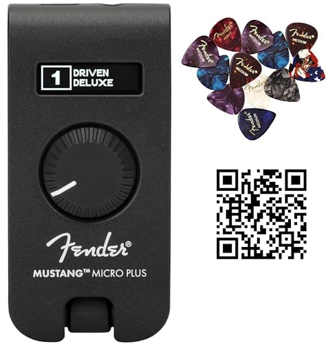 Fender Mustang Micro Plus Headphone Amplifier Bundle with Picks and Austin Bazaar Instructional Video