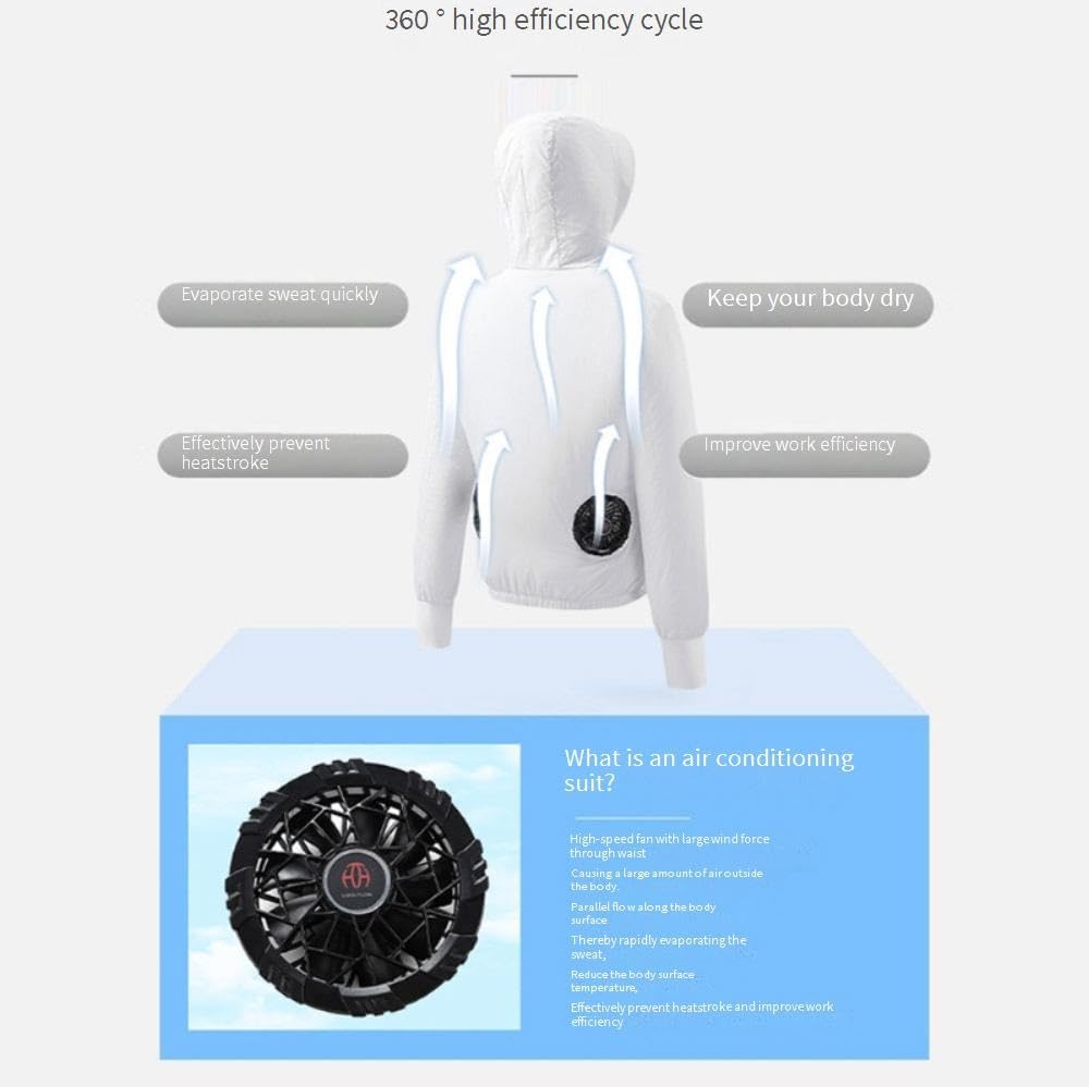 Giacca ventilata, Giacca di Raffreddamento 2 ventole 3 velocità Multicolore dalla S alla 4XL Batteria Non Inclusa(Men Blue,3XL)