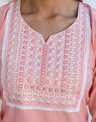 Image of SKYLEE Rayon Chikankari Embroidery Anarkali Kurta Set with Dupatta