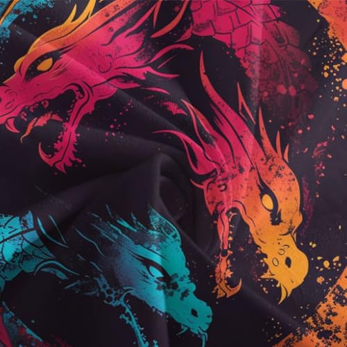 Housse de couette dragon 260x220 cm parure de lit microfibre avec fermeture éclair - 7