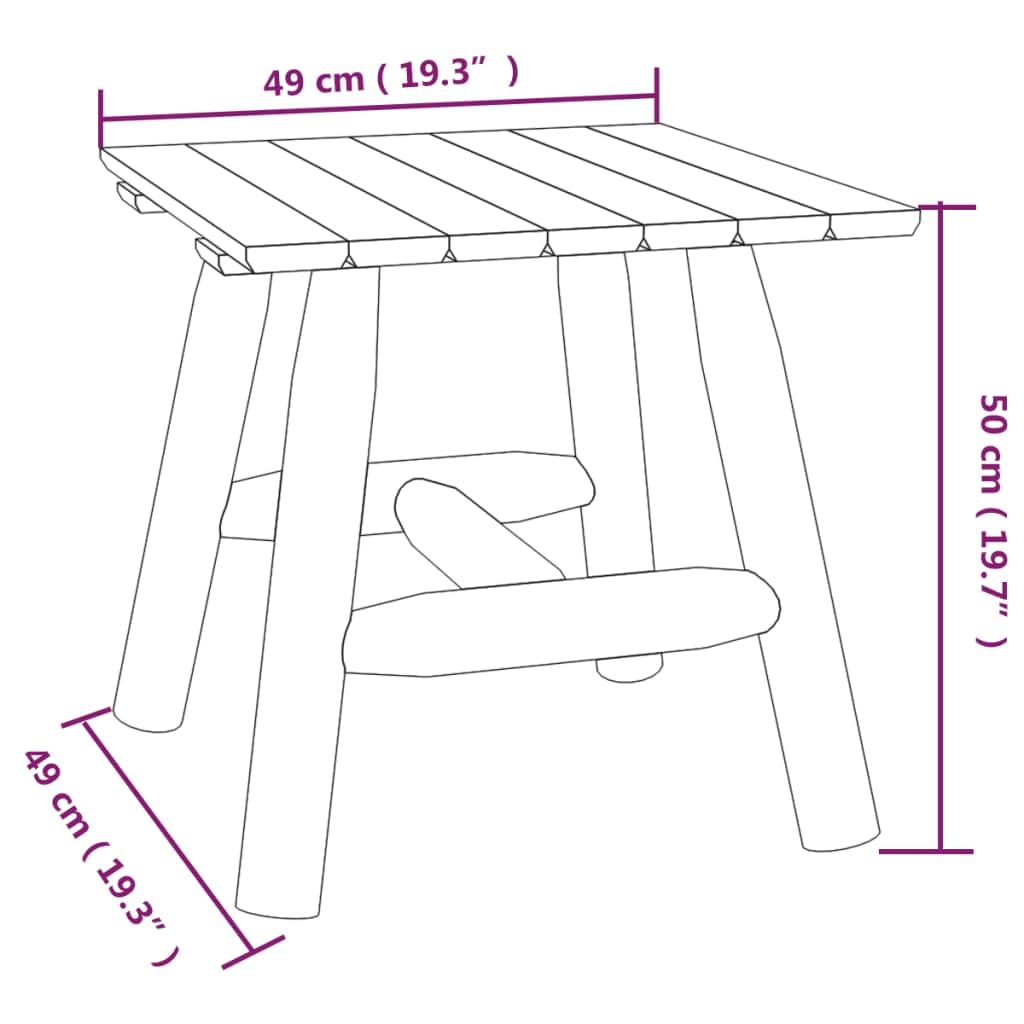 Mesa auxiliar de madera maciza de abeto, 49 x 49 x 50 cm, pequeña mesa de madera como mesa de centro estable para vajilla, bebidas y aperitivos, duradera y robusta